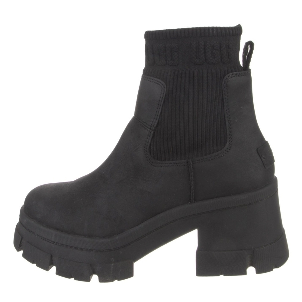 UGG Black Heeled Boots with Chunky Platform.